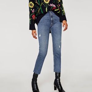 Zara Blue Ankle Cropped Jeans